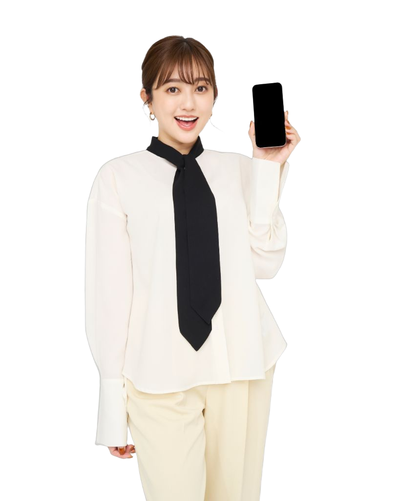 dmobile診断アプリを使う女性